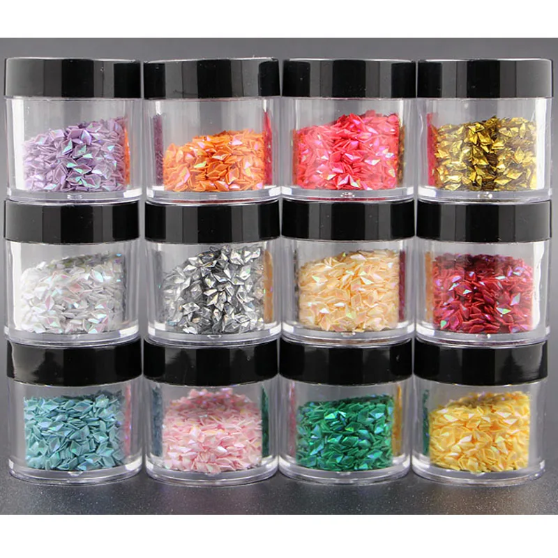 Набор трехмерных украшение для ногтей со стразами 12 цветов 10 г | Дом и сад