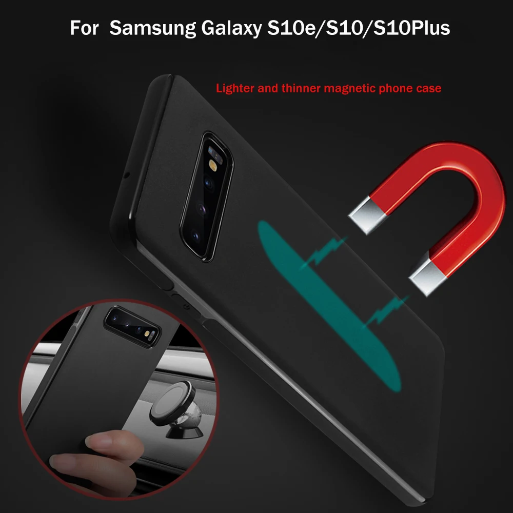 Магнитный автомобильный держатель для Samsung Galaxy S10 мягкий чехол из ТПУ с