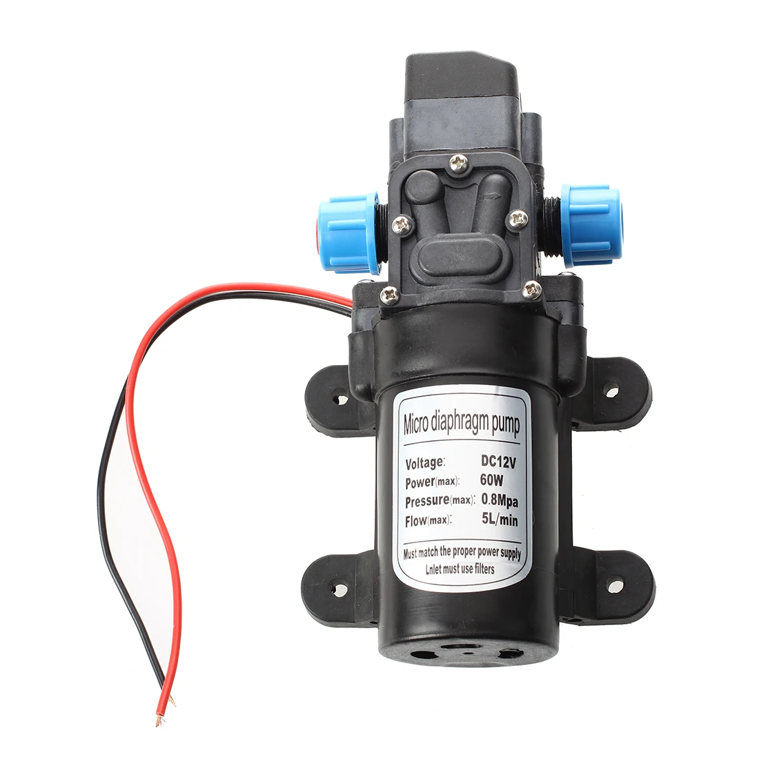 Черный DC 12V 60W мини мембранный Водяной насос высокого давления автоматическое