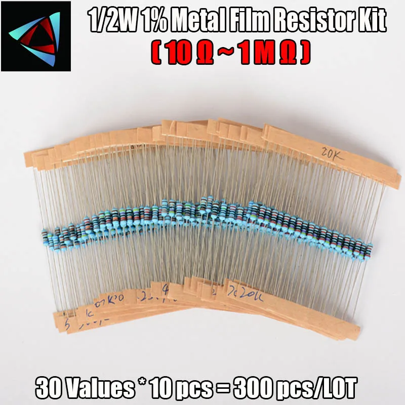 300 шт. 1/2 Вт 1% 0 5 10 Ом ~ 1 м|2w metal film|metal filmresistor assorted kit |