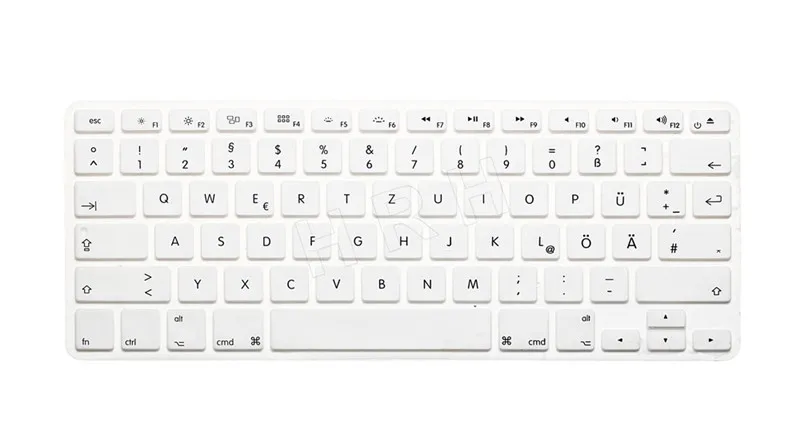 HRH немецкая силиконовая клавиатура, защитная пленка для Macbook Air 1" 15" 17Pro с retina, английская версия - Цвет: White
