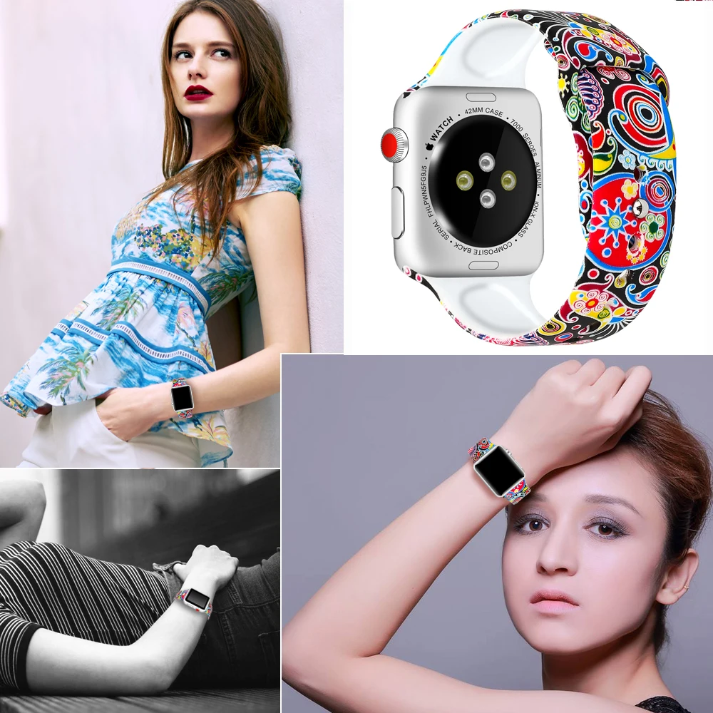 Силиконовый сменный спортивный ремешок для Apple Watch 38 мм/40 мм/42 мм/44 мм браслет iWatch