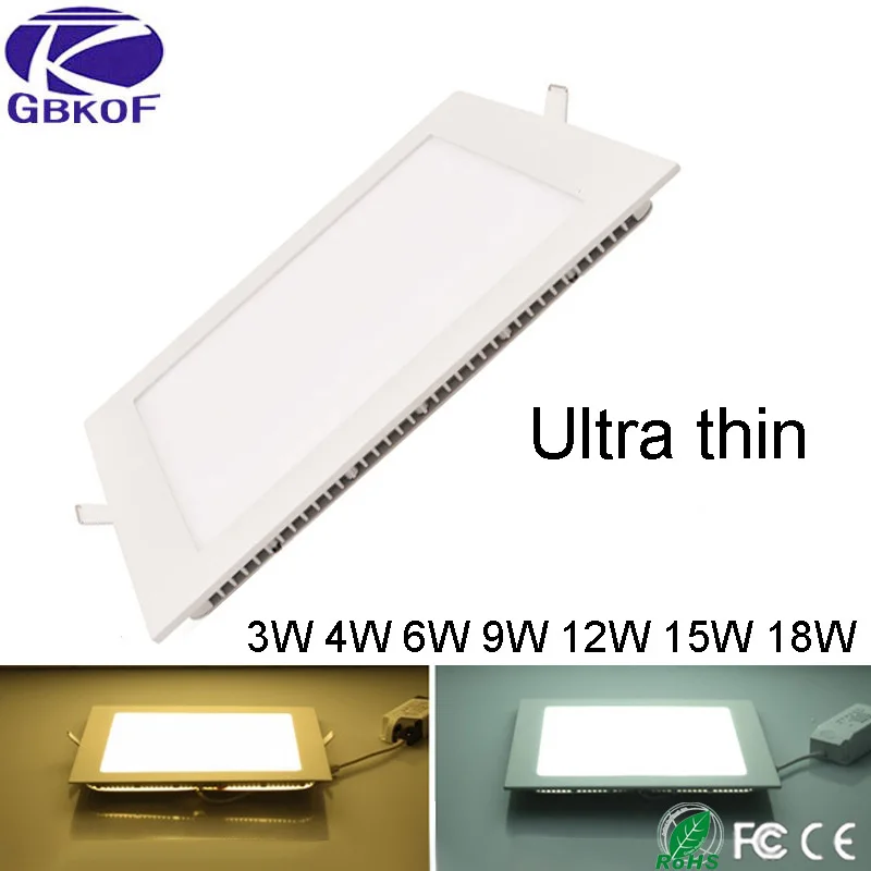 AC85 265V ультратонкий дизайн 3W 6W 9W12W 15W 18W светодиодный поверхностный потолочный встраиваемый светильник