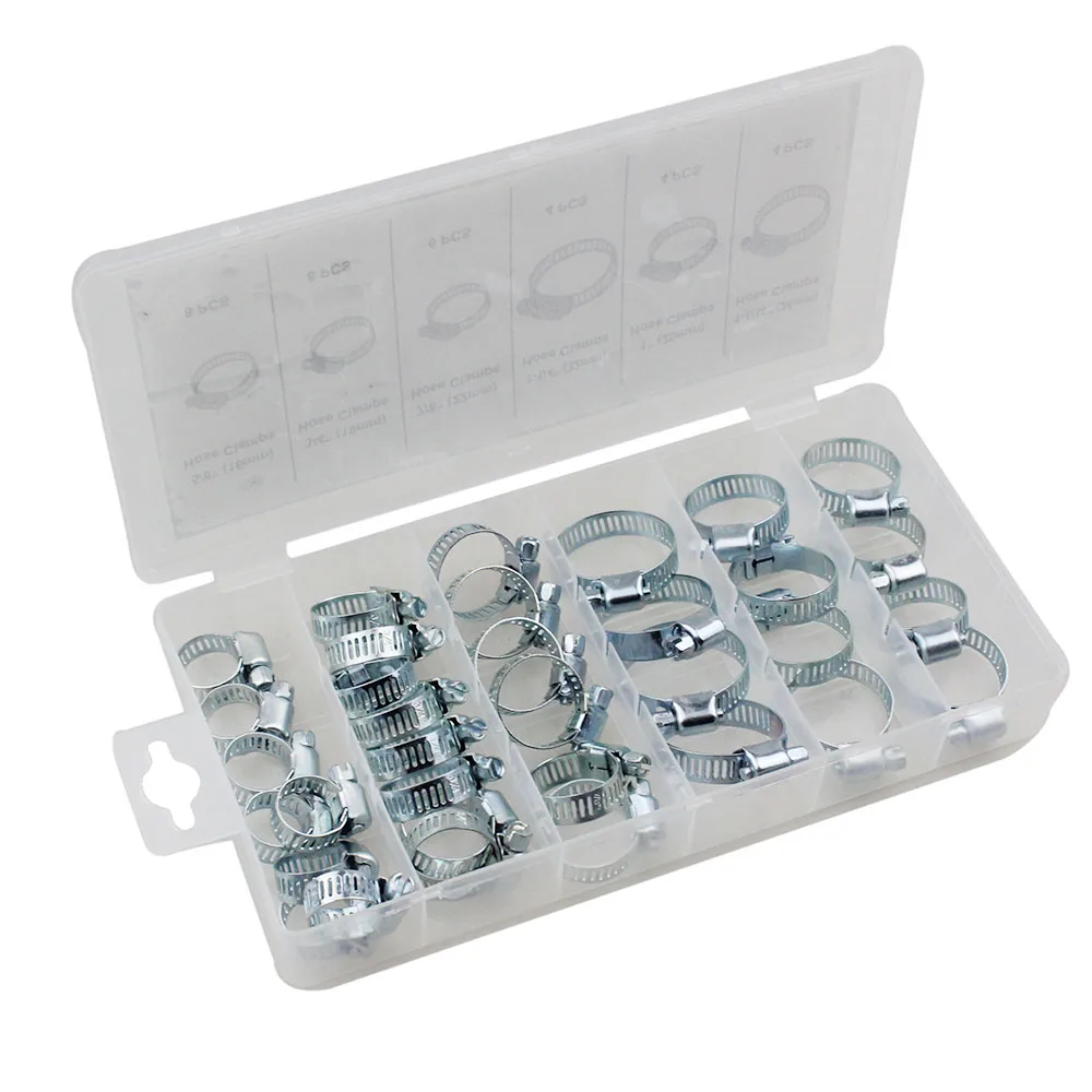

34Pcs Zinc Hose Clamp Set 16-32mm Worm Gear Hose Clamp Water Pipe Clamp For Plumbing Automotive Mechanical Applications