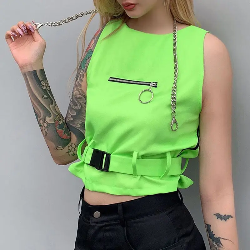 Летний сексуальный клуб панк хип хоп Уличная Женская облегающий укороченный топ