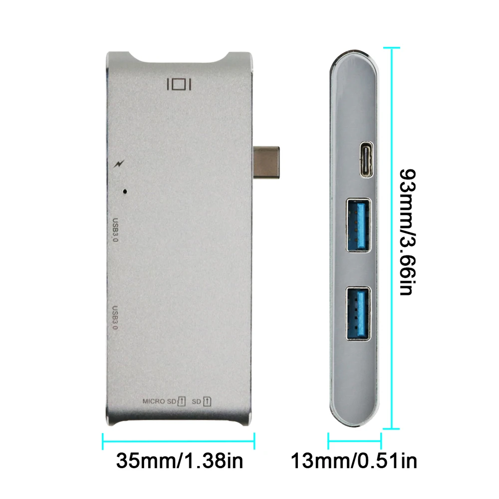 Новый USB C Мульти Combo Type зарядный порт + 4K HDMI 2 порта 3 0 SD/TF кардридер для Macbook 12 Pro 13 15