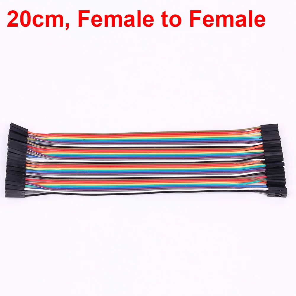 20CM Female - Female 40 шт. 40P Dupont линия 20 см Dupont провода Соединительный кабель 1 p-1 p Контактный Разъем Кабель-адаптер хлеб линия женский - Цвет: 20CM Female - Female