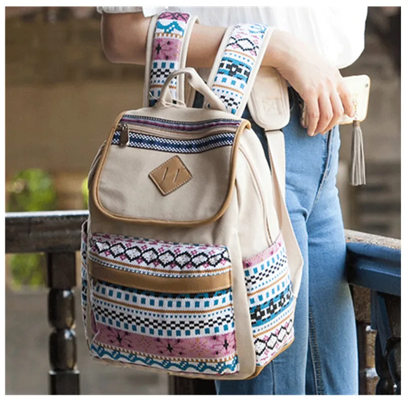 Одежда высшего качества Национальный стиль холст Для женщин рюкзак Повседневное