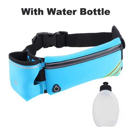 bule with bottle NEWBOLER Беговая поясная сумка, спортивные женские поясные сумки для прогулок, кемпинга, тренажерного зала, поясная сумка, держатель для телефона, чехол, аксессуары для мужчин и женщин - Цвет: bule with bottle