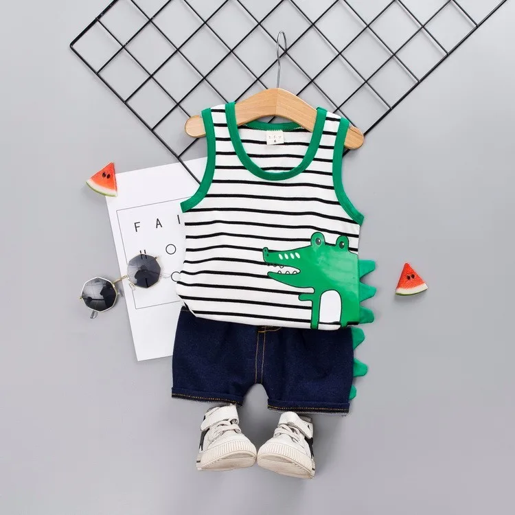 2 шт./комплект жилет и шорты в полоску для мальчиков девочек | Детская одежда обувь