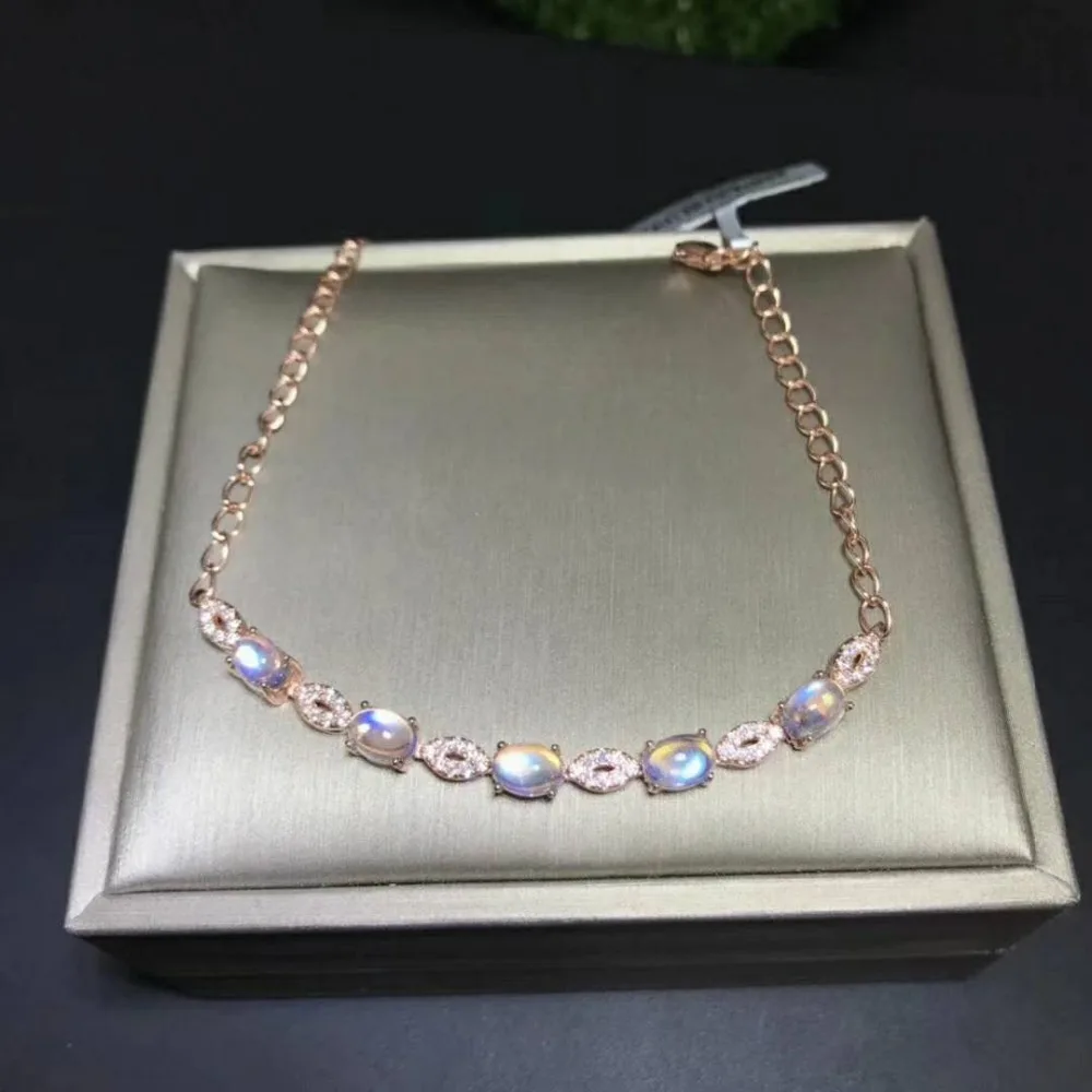 Браслет из кварца с радужным натуральным лунным камнем Sri Lanka AAA +