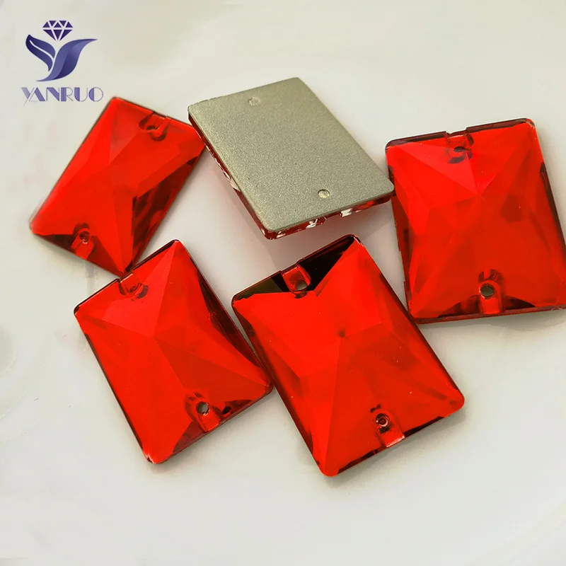 Light Siam YANRUO 3250 прямоугольные камни всех цветов и кристаллы пришитые камни AAAAA качественные стразы с плоской задней частью для одежды - Цвет: Light Siam