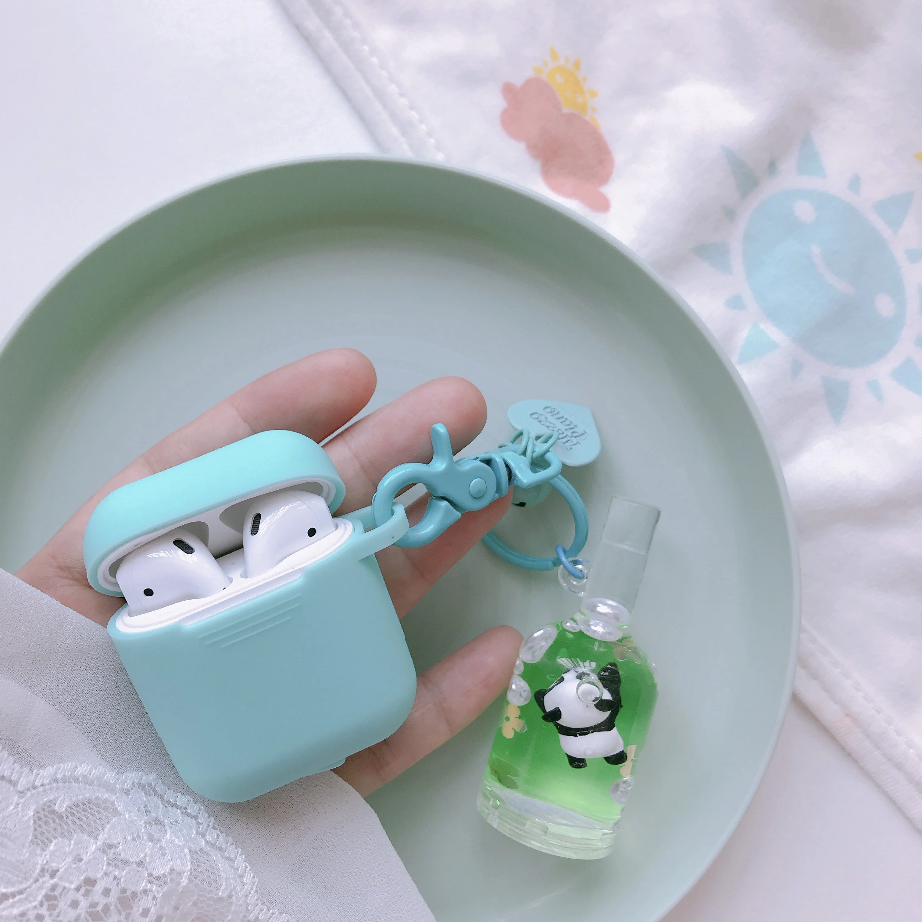 For airpods silicon drifting bottle bag soft shockproof cover with Cute cartoon liquid doll for wireless earphone protect case |