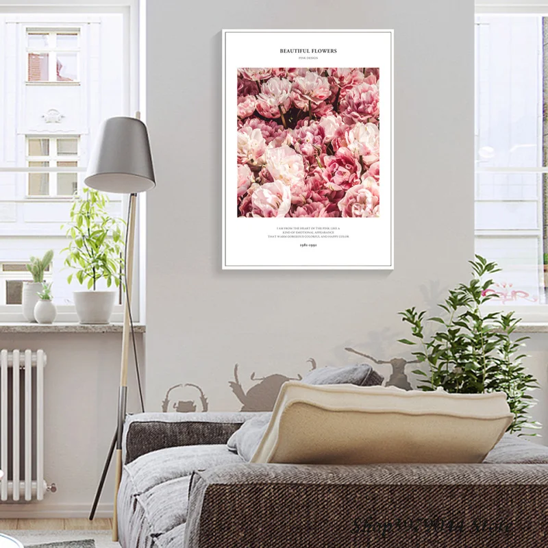 Quadros Decoracion Hogar современный цветок красная стена плакат Скандинавская Картина на