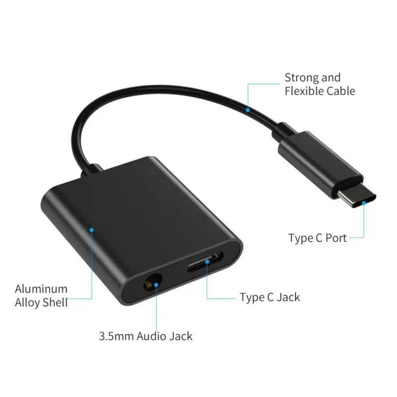 2 in 1 Audio Charging Converter Type C to 3.5mm Earphone Jack Adapter PD3.0 Fast For Samsung Huawei Xiaomi iPad Pro | Электроника
