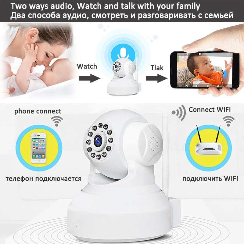 2MP 1080 P мини беспроводной Wi-Fi Детский Монитор видеонаблюдения безопасности