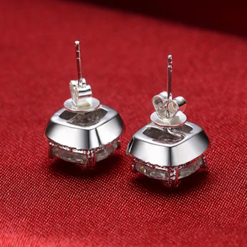 7*7 мм 2Ct/каждая подушка серьги гвоздики из стерлингового серебра 925 пробы для