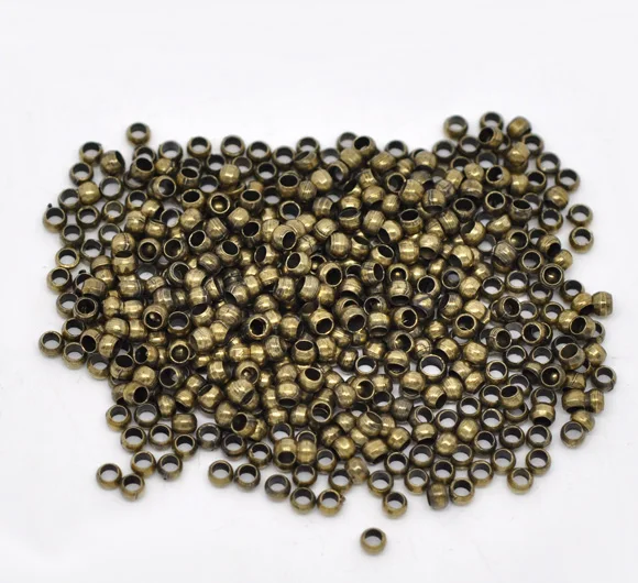 Обжимные бусины из сплава DoreenBeads Круглые античные бронзовые диаметром 1 5 мм 2 (1/8