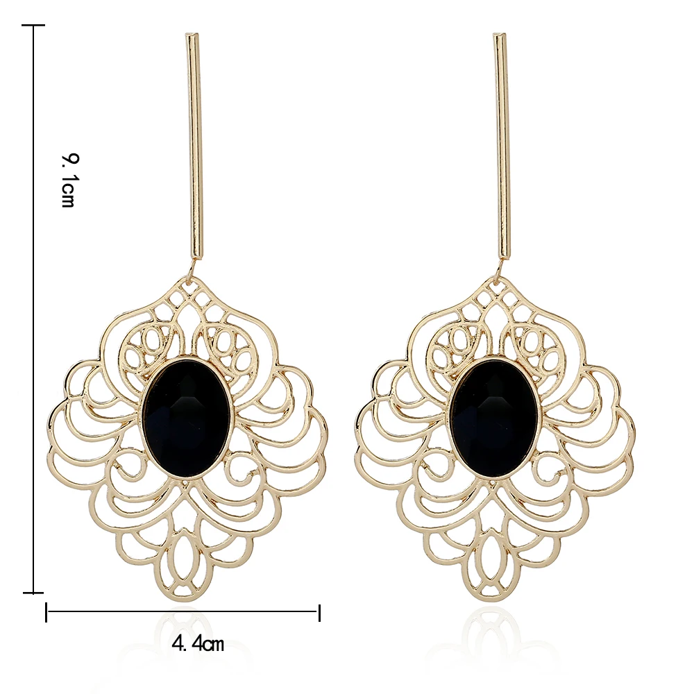 Fashion Jewelry Long Drop Earrings Pattern and hollow Simple Elegant Crystal bohemian Women Wedding Earring | Украшения и