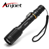 anjoet powerful flashlight zoomable lantern 5000lm xm t6 led waterproof lighting tactical police led torches bike lights 18650