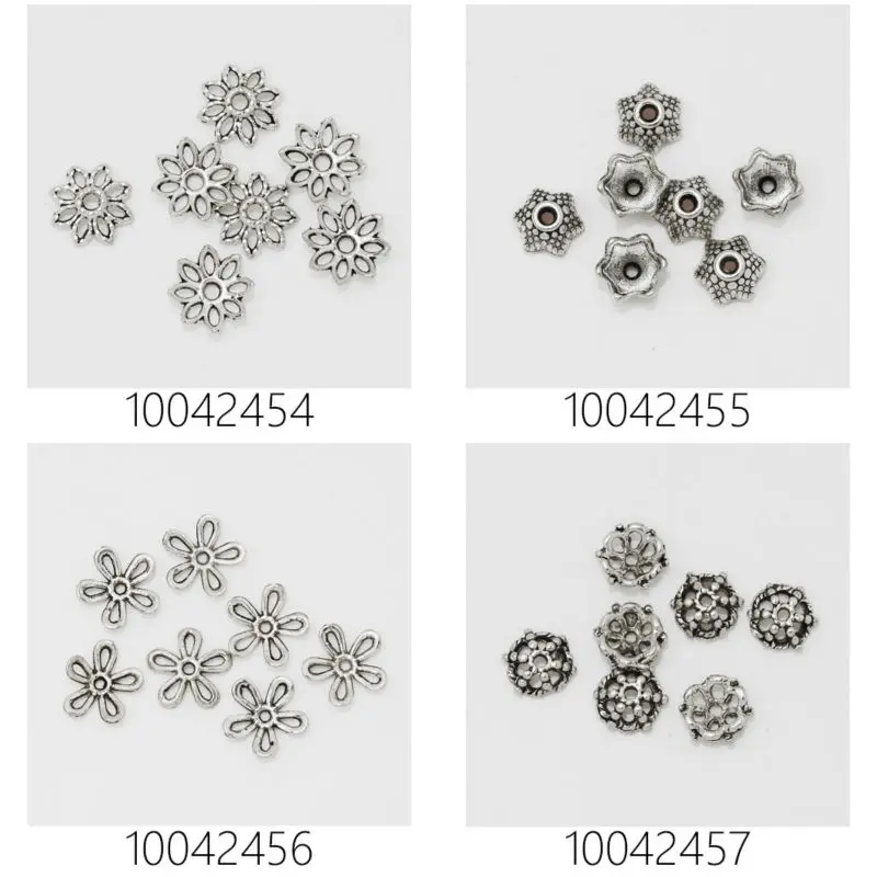 

Винтажные бусины в колпачке, филигранные бусины в колпачке, цветок 100, античное серебро-вставка, металлические бусины-2, 100424 шт.