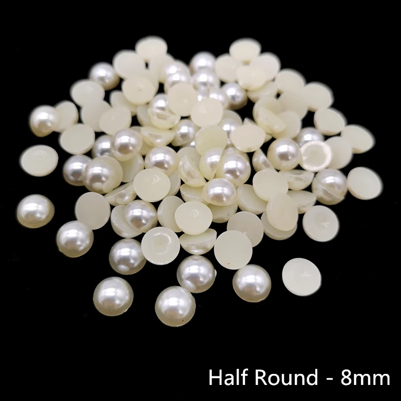 Half Round - 8mm 100 шт цвета слоновой кости полукруглые поделки из жемчуга ABS имитация жемчуга смолы скрапбукинга бусины DIY украшения - Цвет: Half Round - 8mm