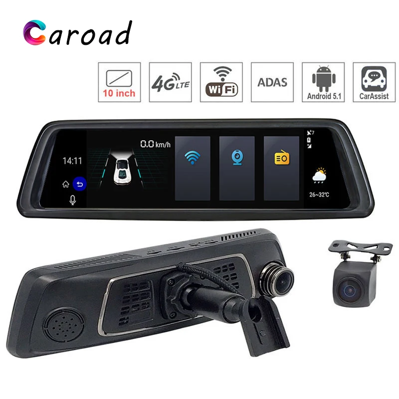 Android зеркало 2018 ADAS 10 дюймов Видеорегистраторы для автомобилей gps 4G Wi Fi Bluetooth
