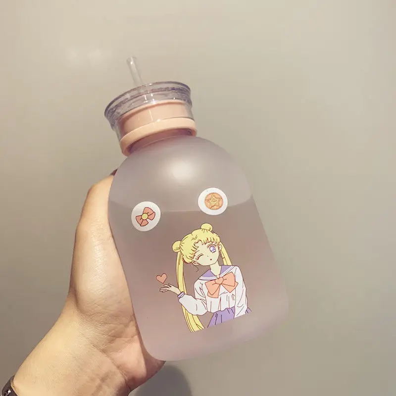 RUIDA Сейлор Мун прозрачная пластиковая бутылка для воды Мультяшные матовые бутылки для воды герметичная посуда для напитков Милая Студенческая Подарочная чашка для девушек - Цвет: 8