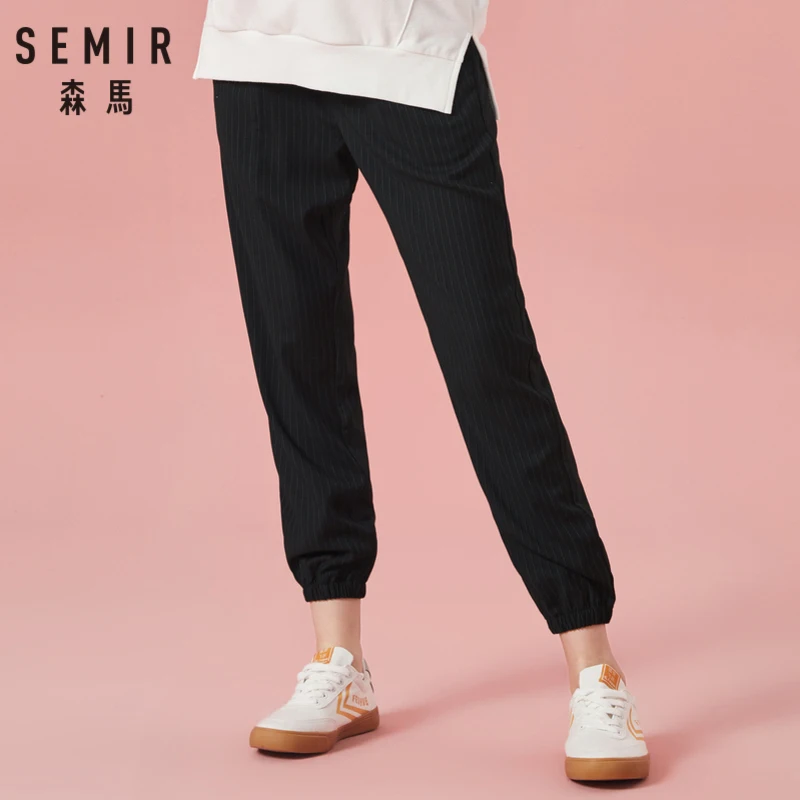 Женские укороченные полосатые брюки SEMIR с эластичным поясом на шнуровке
