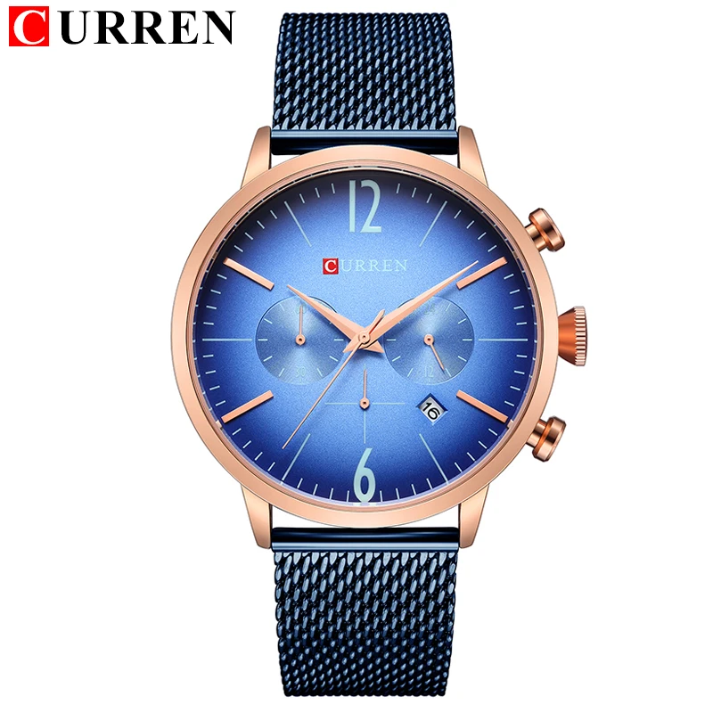 Relogio Masculino люксовый бренд CURREN спортивные часы с хронографом мужские сетчатые