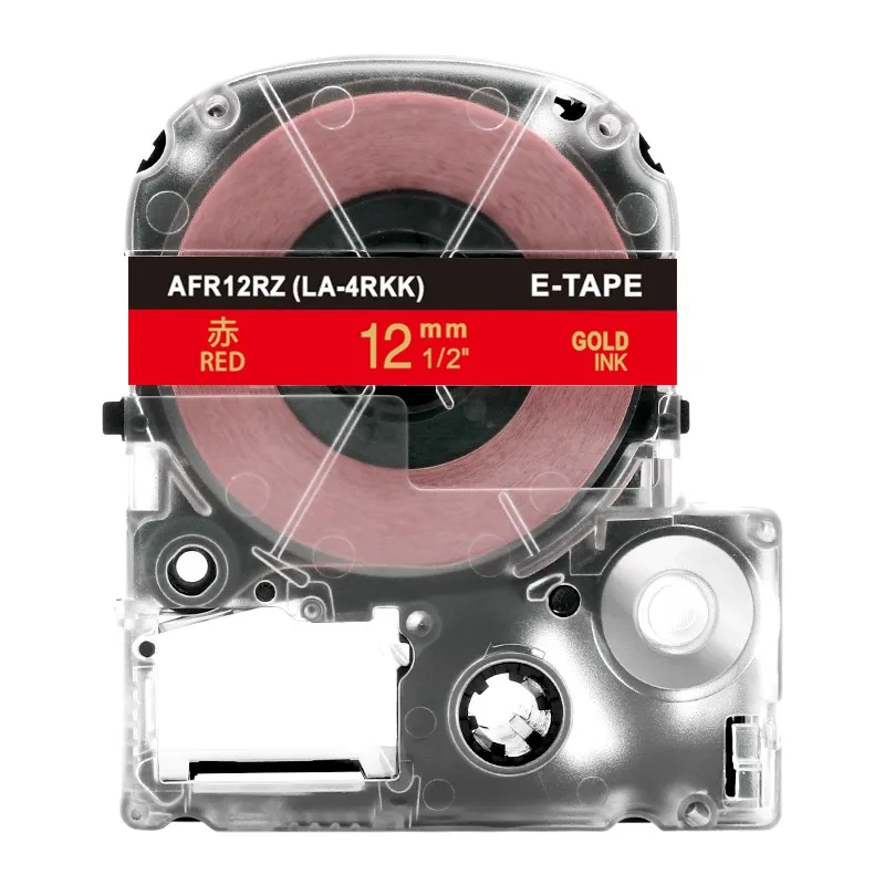 Юнистар атласная лента 12 мм Совместимость для Epson атласной лентой SA-4PBK SA-4WKK SA-4KBK SA-4HKK SFR12PK лучше всего подходит для упаковки - Цвет: Gold on Red