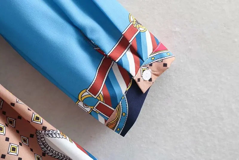 Flabbit женское винтажное платье рубашка в стиле пэчворк с принтом и поясом модное