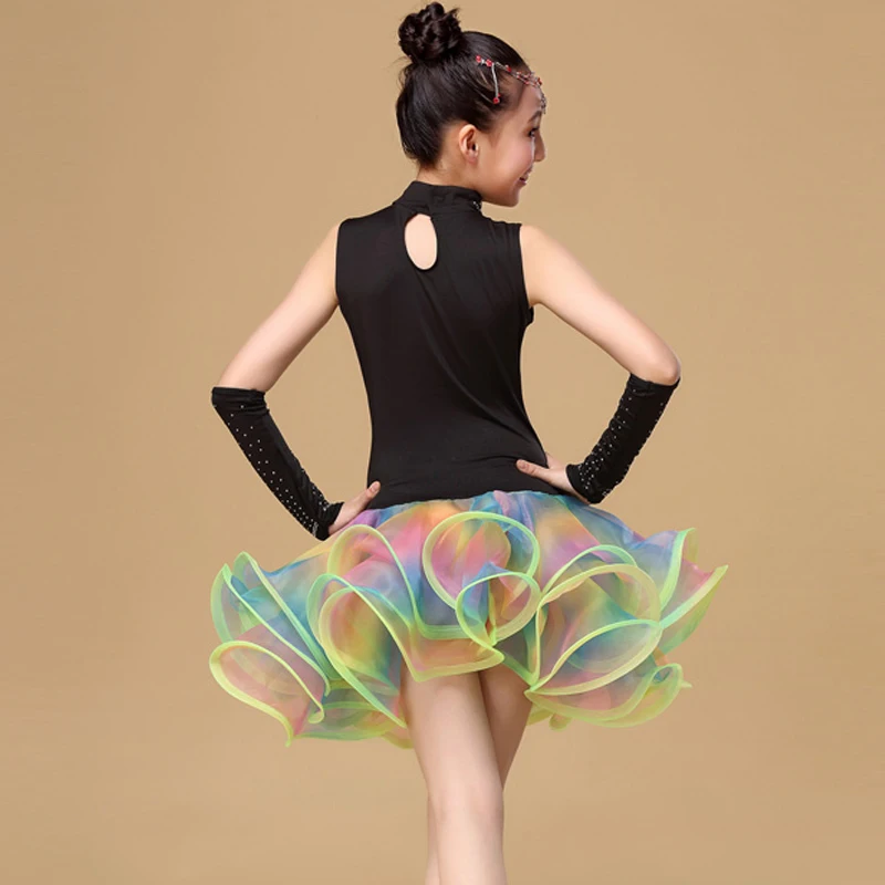 

2018 Latin Dresses For Kids Girls Latin Dance Costumes Children Party Dress Vestido De Menina Latino Dance Girl Flamengo