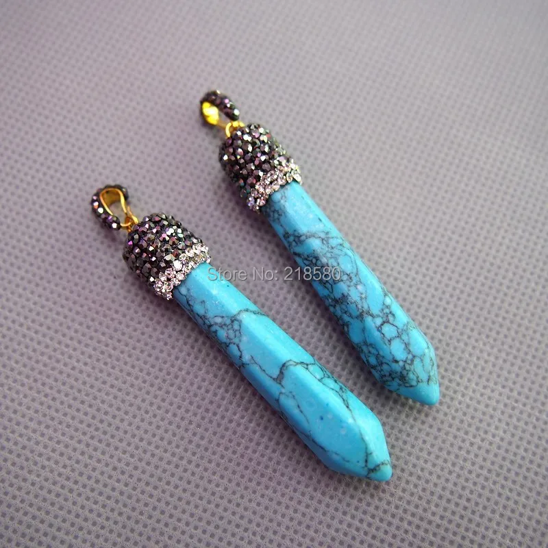 Закрепите черный и прозрачный Камень Стразы точечный кулон карандаш Howlite