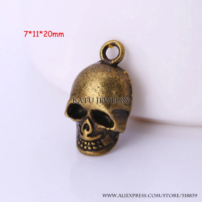 Антикварная латунная металлическая подвеска в форме черепа для