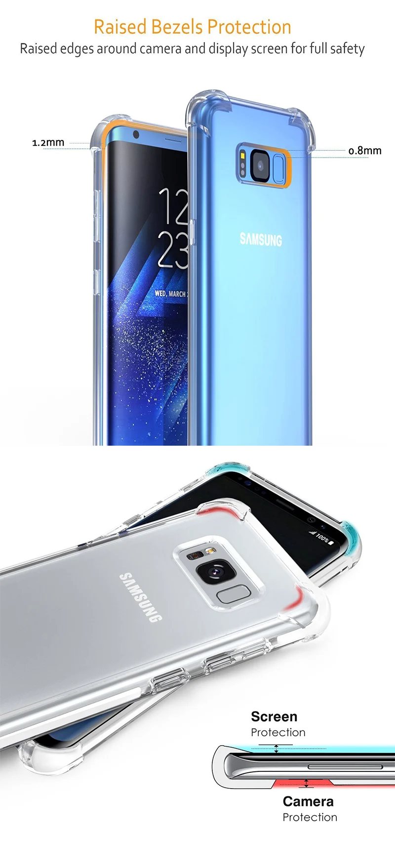 Защитный чехол Voguery tired Bezels для Samsung Galaxy S8 кристально чистый TPE Edge Жесткий ПК чехол для Galaxy S8 Plus