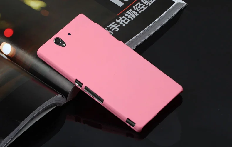 Резиновый матовый Scrub кожи чехол для sony Xperia Z(Сони Иксперия З) L36H L36 L36i C6603 C6602 LT36 жесткая накладка на заднюю панель модель защитный чехол для телефона - Цвет: Розовый