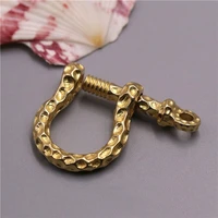 solid brass d bow shackle key chain ring fob clip connecting hook leather craft diy accessories