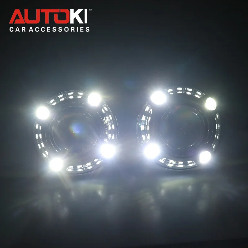 AUTOKI 2 5 дюймов Биксеноновые линзы проектора с квадратным светодиодный