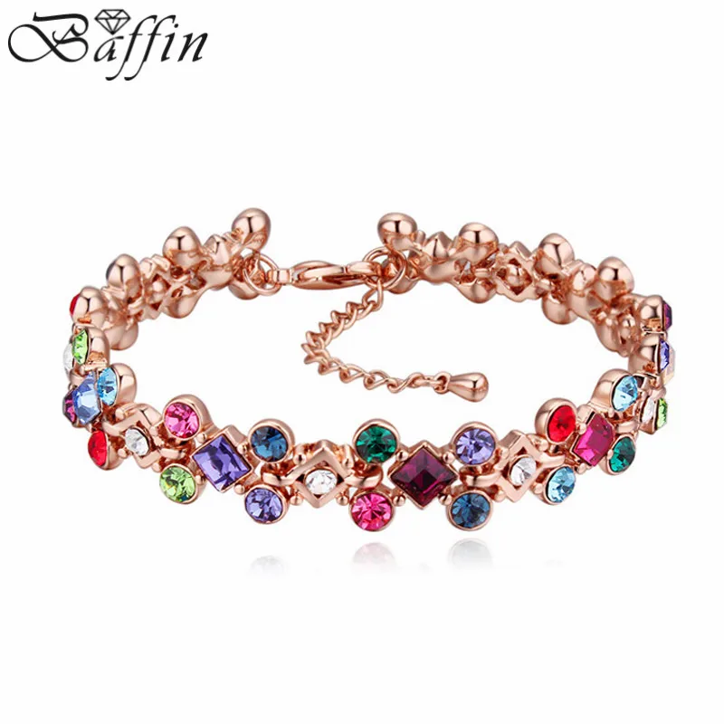 Женские браслеты с кристаллами Сваровски цвета розового золота аксессуары для