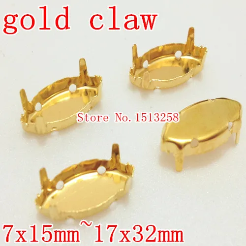 

Navette marquise Raw Brass Claw setting 4 holes for setting horse eye crystal jewelry making 7x15mm,9x18mm,13x27mm,17x32mm