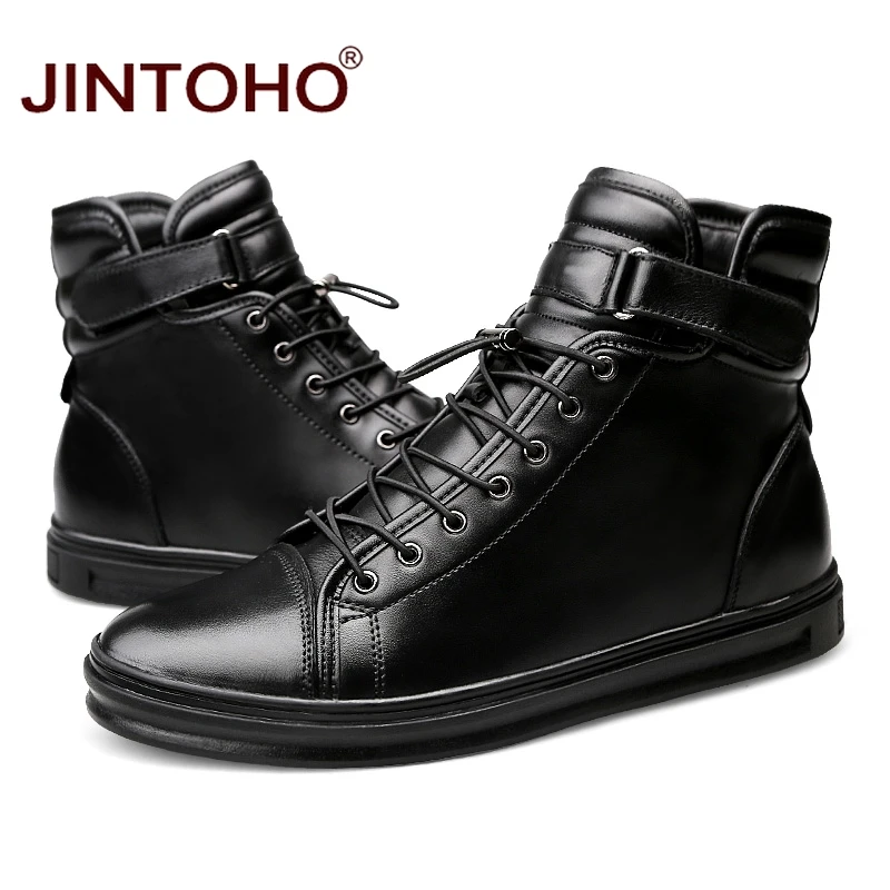 Высококачественная Зимняя мужская обувь JINTOHO из натуральной кожи брендовые