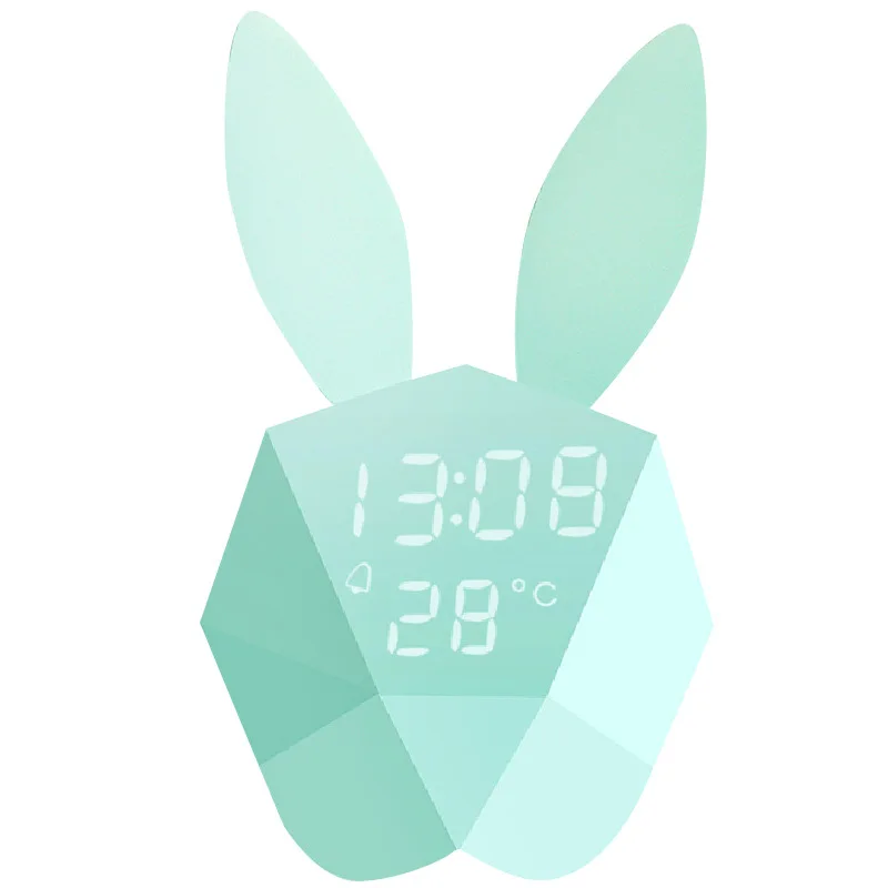 Милый кролик будильник для девочек детский Ночной светильник светодиодные часы