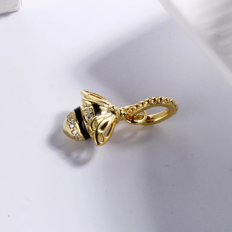 2018 Spring European 100% 925 Sterling Silver Golden Bee Charms Fit Original Pandora Charm Bracelet DIY Fashion Jewelry | Украшения и