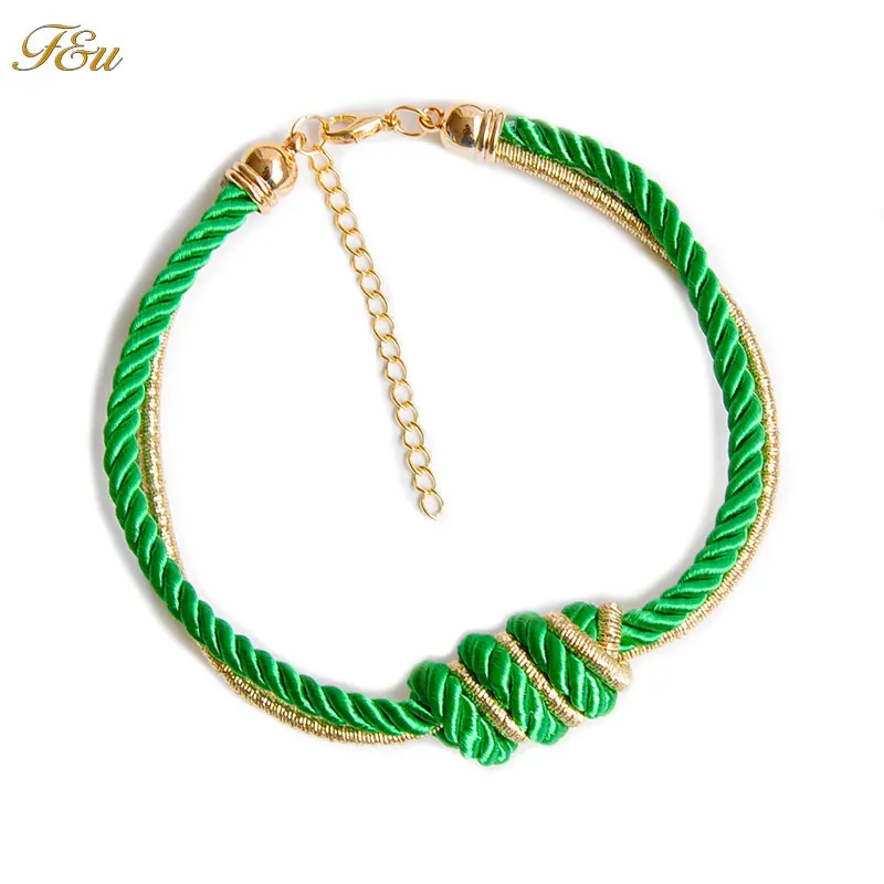 Multicolor Round Braided Rope Hemp Choker Necklace For Women Bohemia Hand knot Accessories Statement Jewelry | Украшения и