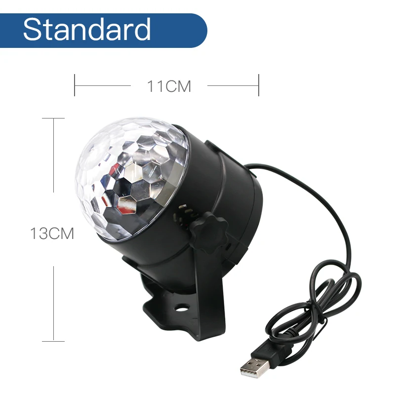 Without Suction ZHONGJI 5 в RGB светодиодный диско-светильник для домашнего звука вечерние s диско-лампы для автомобиля USB вращающиеся домашние вечерние украшения DJ диско-шар светильник - Цвет: Without Suction