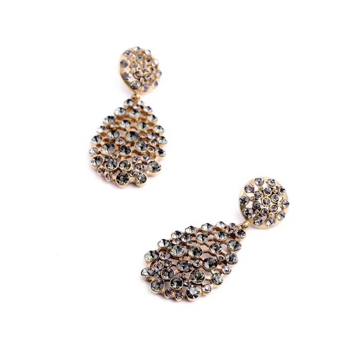 Большие серьги подвески ручной работы с блестящим кристаллом розового зеленого