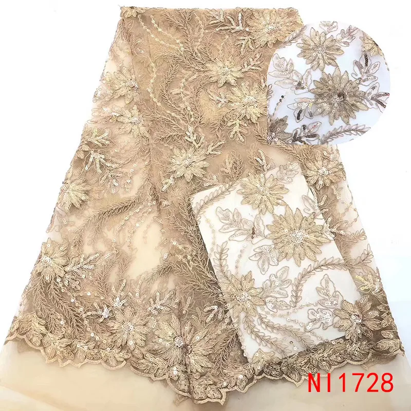African Lace Fabric 2019 High Quality Bridal Embroidery White With Sequins For Wedding Dress NANI1728-1 | Дом и сад