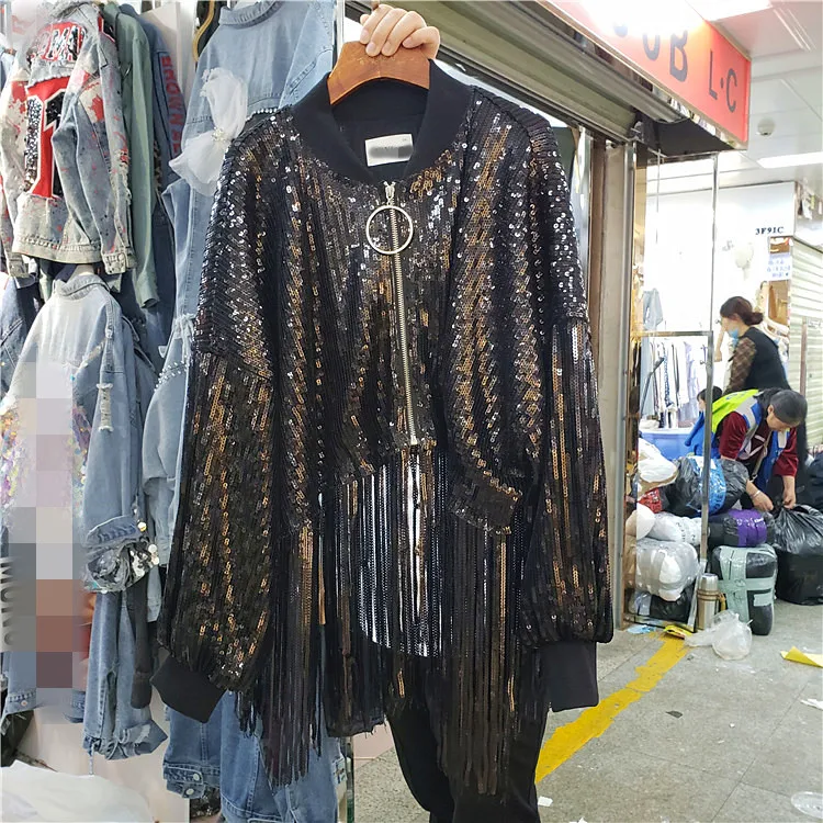 

2020 Limited Direct Selling Full Jaqueta Feminina Inverno Casaco Feminino Casaco Woman Jacket Long Sleeve Sequin Zipper Female