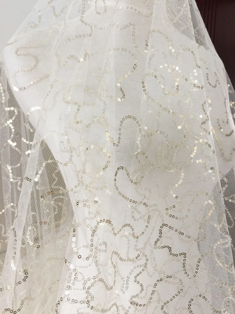 5 ярдов светильник золотые блестки тюль кружева ткань для платья девочек в